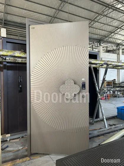 Champagne door with a quatrefoil handle, photographed on our floor