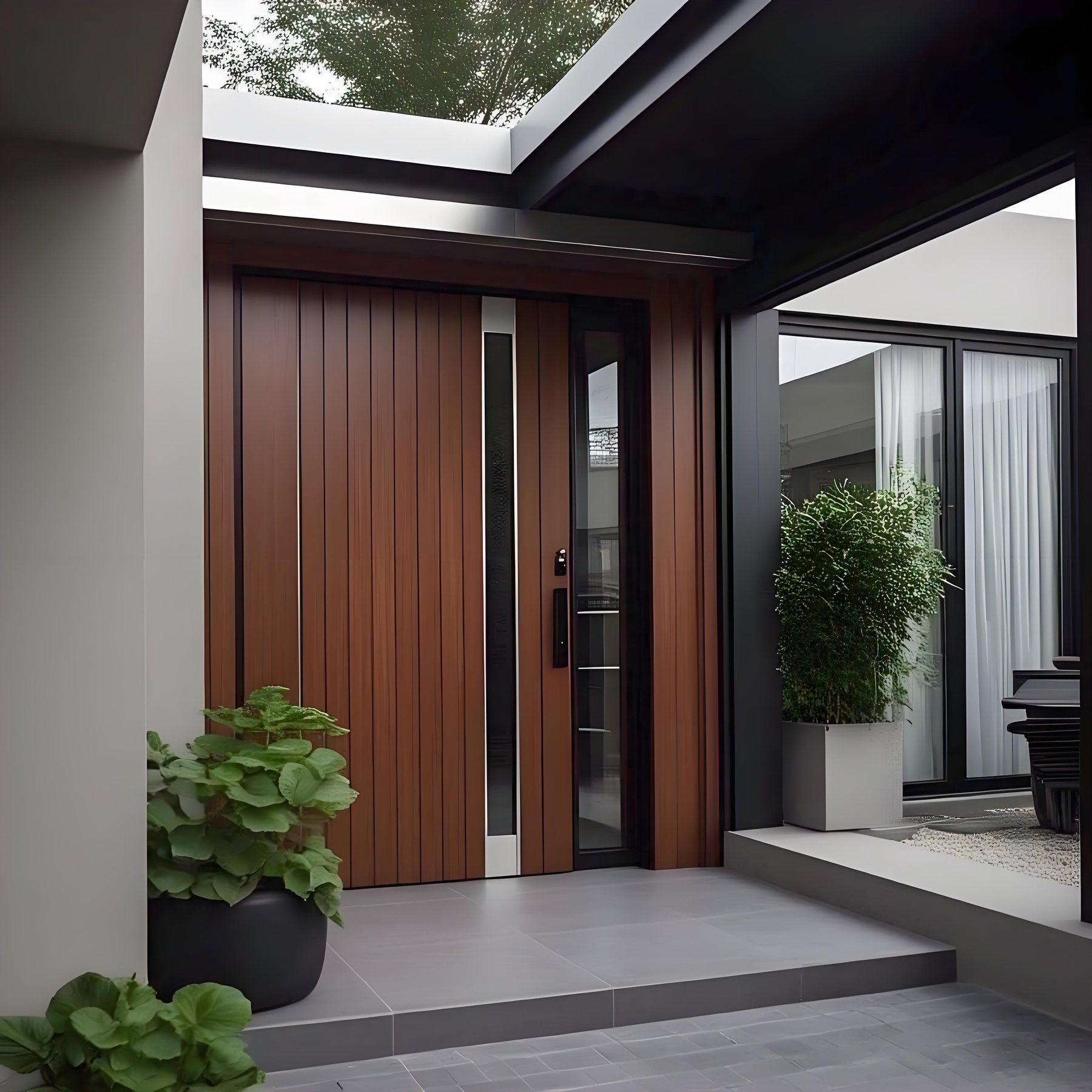 Bespoke wood front door for luxury home entrance