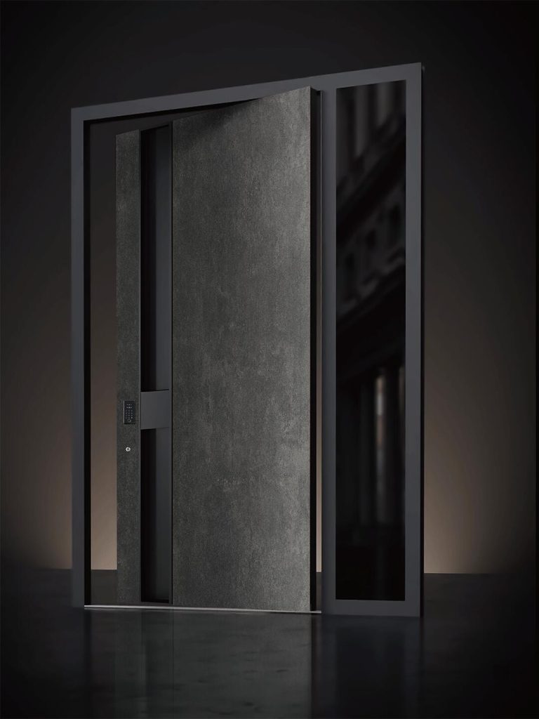 Grey door concept with deep black central recess